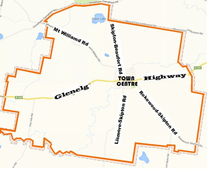 The outline of the township's boundaries.