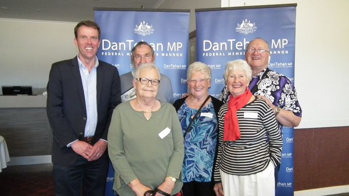 The Volunteers at Skipton Community Shop were recognised for their wonderful contribution to the Skipton Community when they received an invitation to meet Dan Tehan MP at the Australian Government Volunteer Awards 2019.
Photographed with Federal Member Dan Tehan, Op-Shop Co-ordinator Stan Foote, Vice President Marg Clark, President Pat Hutchison, Volunteer Val Day and Bob Baysinger.
